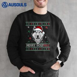 Merry Wolfmas Merry Christmas Wolf Funny Xmas Sweatshirt