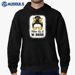 Mom Of A Warrior Gold Childhood Cancer Awareness Messy Bun Hoodie