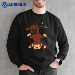 Monkey Hanging On Branch Ape Monkey Sweatshirt