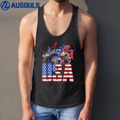 Monster Truck Toddler Boys USA American Flag July 4th Tank Top