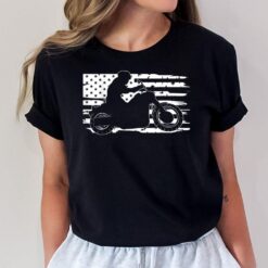 Motorcycle  Vintage American US Flag Biker Motocross T-Shirt