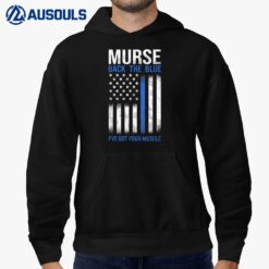 Murse American Flag Back Nurse The Blue Line Police RN s Hoodie