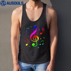 Musical Instrument Song Key Treble Clef Pentagram Notes Tank Top