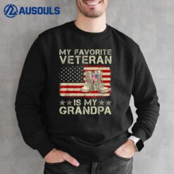 My Favorite Veteran Is My Grandpa Combat Boots American Flag Sweatshirt