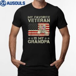 My Favorite Veteran Is My Grandpa Combat Boots American Flag T-Shirt
