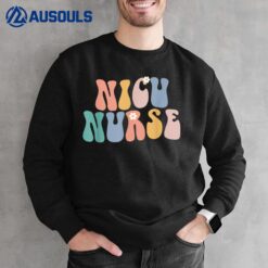 NICU Nurse ICU Neonatal Groovy Vintage Team Tiny Humans Sweatshirt