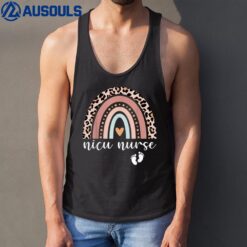 NICU Nurse ICU Neonatal Leopard Boho Rainbow Nurse Week Tank Top