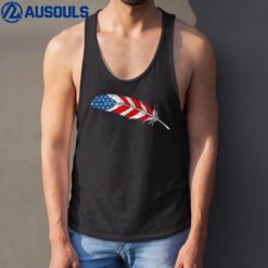 Native American Feather Flag - Indian Pride Veteran July 4th Tank Top