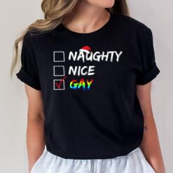 Naughty Nice Gay Rainbow Funny Gay Pride LGBT Christmas Xmas T-Shirt