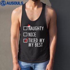 Naughty Nice Tried My Best Funny Christmas Santa Hat Tank Top