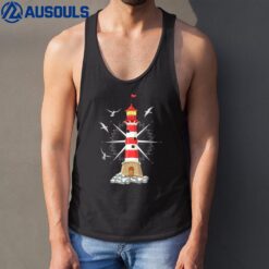 Nautical Compass Seagulls Ocean Sea Lighthouse Tank Top