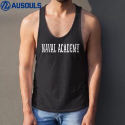 Naval Academy Vintage White Text Apparel Tank Top