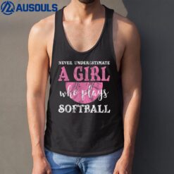 Never Underestimate A Girl Who Plays Softball Grunge Look Tank Top