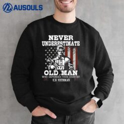 Never Underestimate An Old Man - Patriotic US Veteran Flag Sweatshirt