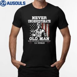 Never Underestimate An Old Man - Patriotic US Veteran Flag T-Shirt