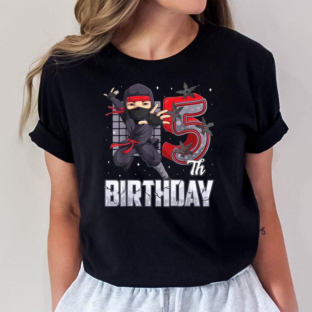 Ninja 5th Birthday Party Theme 5 Five Year Old Kids Boys Unisex T-Shirt