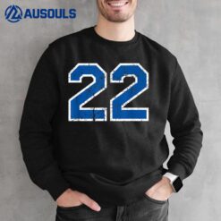 Number #22 Sport Jersey Birthday Age Vintage Blue White Sweatshirt