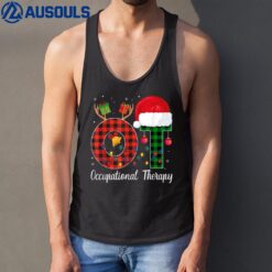 Occupational Therapy Christmas Lights Red Plaid OT Therapist Tank Top