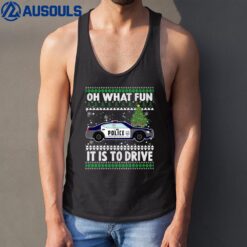 Oh What Fun It Is To Drive Funny Christmas Police Car Tank Top