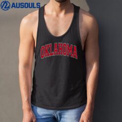 Oklahoma OK Varsity Style Red Text Tank Top