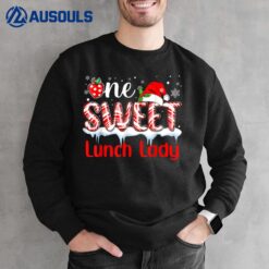 One Sweet Lunch Lady Christmas Candy Cane Santa Hat Funny Sweatshirt