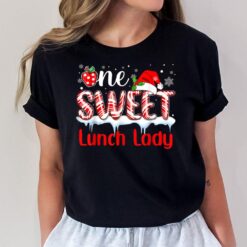 One Sweet Lunch Lady Christmas Candy Cane Santa Hat Funny T-Shirt