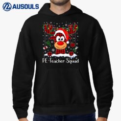 PE Teacher Squad Reindeer Teacher Buffalo Plaid Christmas Hoodie