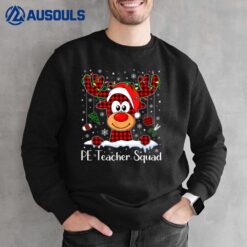 PE Teacher Squad Reindeer Teacher Buffalo Plaid Christmas Sweatshirt