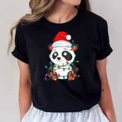 Panda Christmas Tree Light Santa Xmas Kids Boy Girl Pajamas T-Shirt