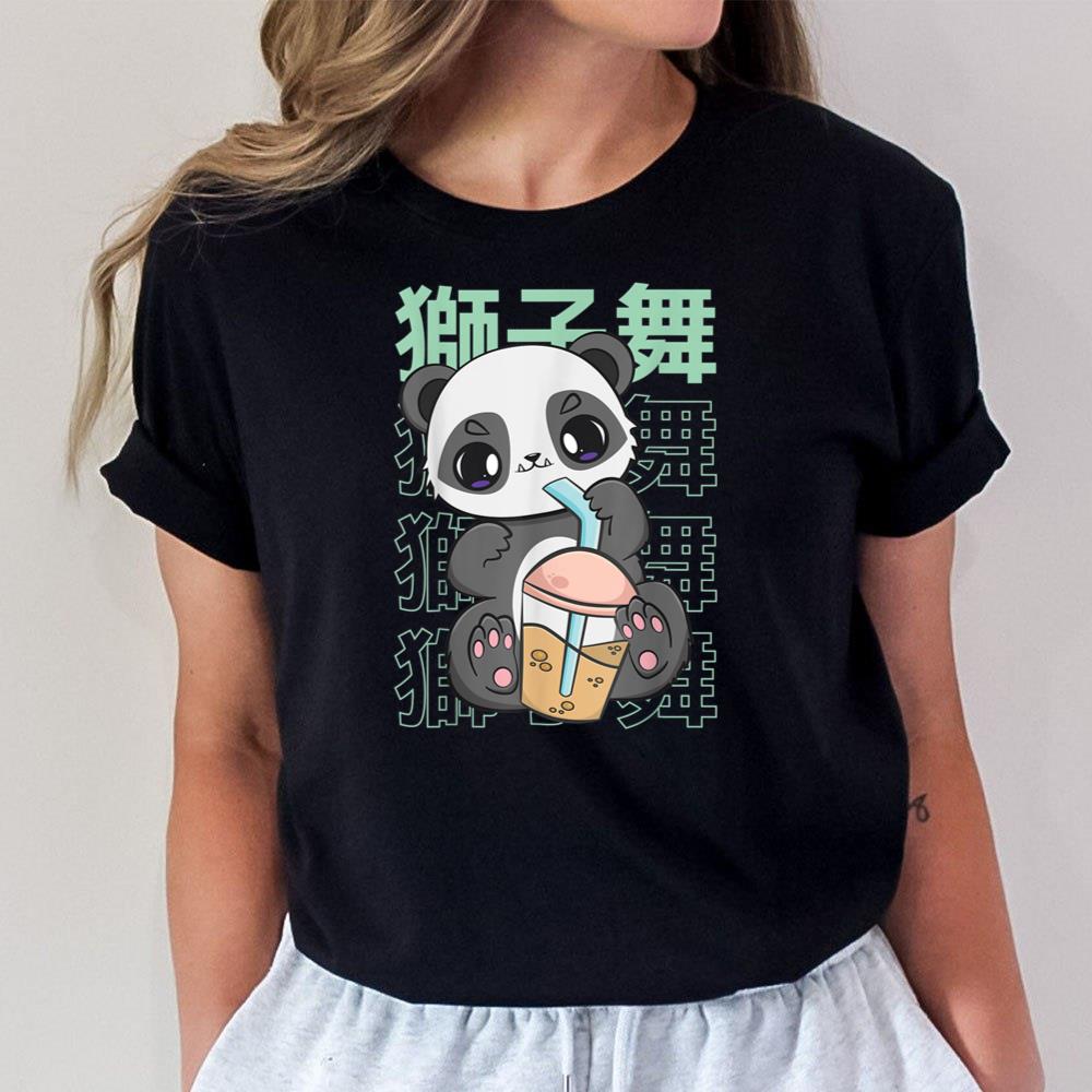 Panda Drinking Boba Pearls For Bubble Tea Milk Kawaii Bear Unisex T-Shirt