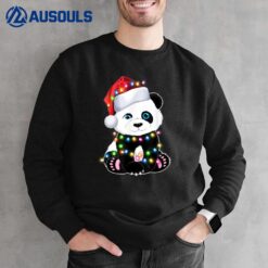 Panda Santa Hat Lights Christmas Pajama Sweatshirt