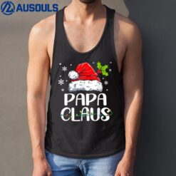 Papa Claus Christmas Lights Santa Hat Pajama Family Matching Tank Top