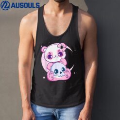 Pastel Goth Panda and Skulls Cute Creepy Anime Manga Tank Top