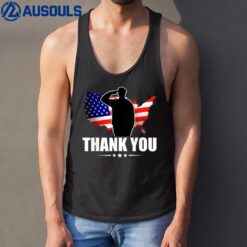 Patriotic American Flag Thank You For Your Service Veteran Tank Top