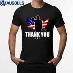 Patriotic American Flag Thank You For Your Service Veteran T-Shirt