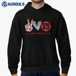 Peace Love Back The Red Proud Firefighter Mom Wife Patriotic Hoodie