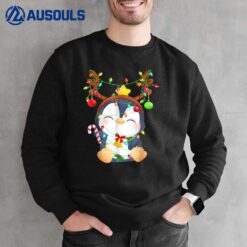 Penguin Christmas Reindeer Lights Holiday Cute Pajama 2021 Sweatshirt