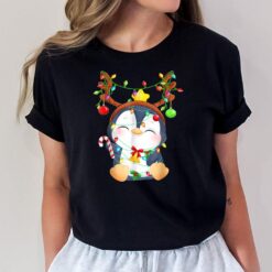Penguin Christmas Reindeer Lights Holiday Cute Pajama 2021 T-Shirt