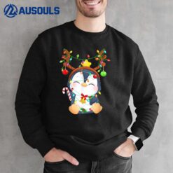 Penguin Christmas Reindeer Lights Holiday Cute Pajama Sweatshirt