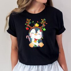 Penguin Christmas Reindeer Lights Holiday Cute Pajama T-Shirt