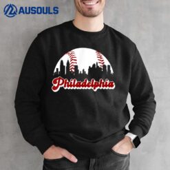 Philadelphia Baseball Skyline Philly City Retro Vintage Tee Sweatshirt