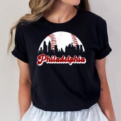 Philadelphia Baseball Skyline Philly City Retro Vintage Tee T-Shirt