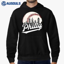 Philly Cityscape Baseball Philadelphia Skyline Retro Vintage Hoodie
