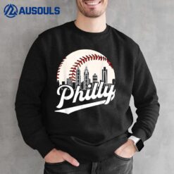 Philly Cityscape Baseball Philadelphia Skyline Retro Vintage Sweatshirt