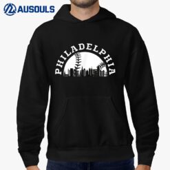 Philly Cityscape Baseball Philadelphia Skyline Vintage Hoodie