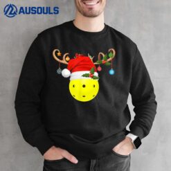 Pickleball Xmas Gift Reindeer Santa Hat Pickleball Christmas Sweatshirt