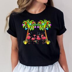 Pink Flamingo Christmas Palm Tree Tropical Xmas Funny  Ver 2 T-Shirt