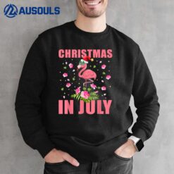 Pink Flamingo in Santa Hat Christmas In July Gift Sweatshirt