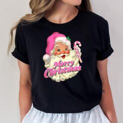 Pink Leopard Santa Claus Merry Christmas Yall Santa Lover T-Shirt