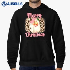 Pink Vintage Santa Claus Merry Christmas Leopard Hoodie